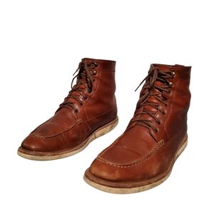 Nisolo Brown Leather Moc Toe Lace-Up Boots